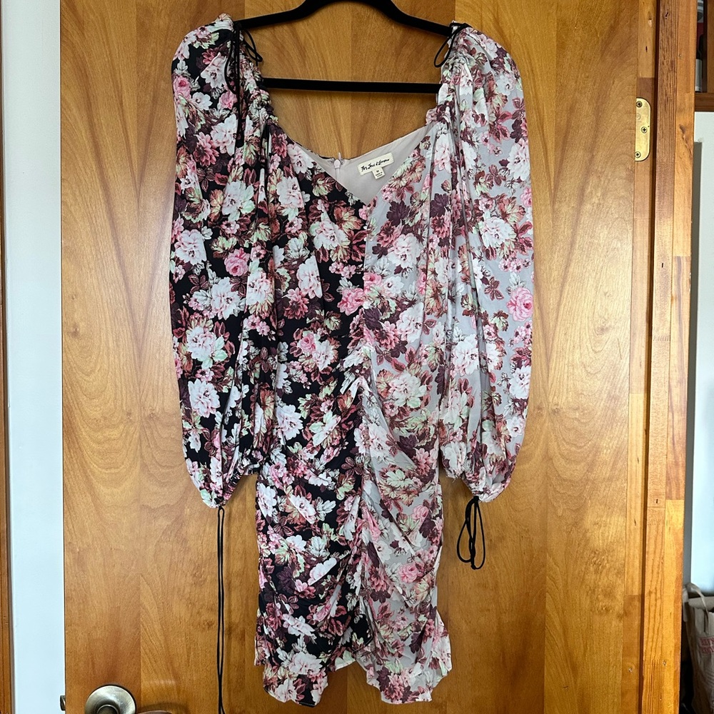 For Love & Lemons floral ruched bodycon dress